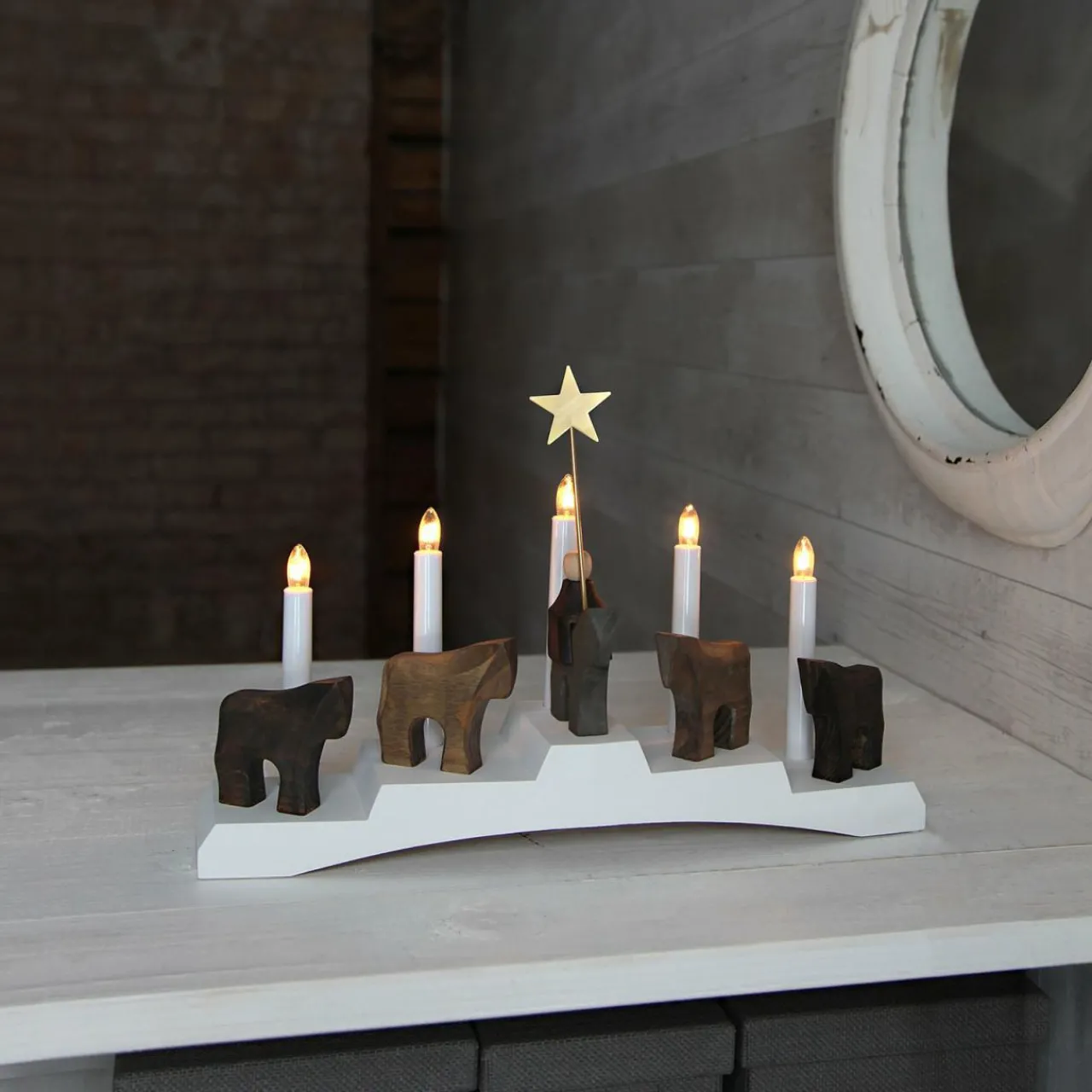 chandelier_staffans_flar_brunblanc_2.webp STAR TRADING Chandelier Staffans fålar, brun/blanc^ Lumière De Noël