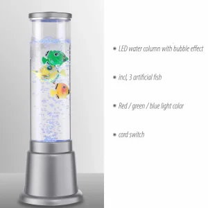 JUST LIGHT. Colonne d’eau Ava avec LED et poissons, 36 cm^ Lampes Décoratives