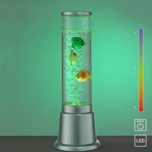 JUST LIGHT. Colonne d’eau Ava avec LED et poissons, 36 cm^ Lampes Décoratives