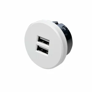 Hera Double prise USD, ronde, blanche^ Matériel Électrique