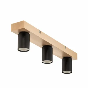 Envostar Esan plafonnier en bois de hêtre à 3 lampes^ Luminaires Durables