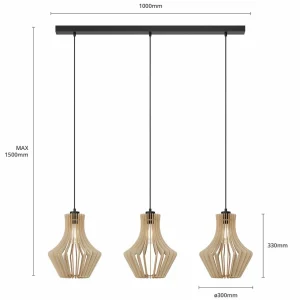 Envostar Floj Suspension en contreplaqué de bouleau à 3 lampes^ Luminaires Durables