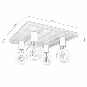 Envostar Lobo plafonnier à 4 lampes pin noyer^ Luminaires Durables