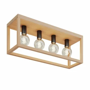 Envostar Rowan plafonnier, chêne, angulaire, 4 lampes^ Luminaires Durables