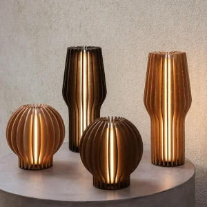 Eva Solo Lampe à poser LED rechargeable Radiant, bois clair, Ø 14cm, USB^ Lampes Décoratives