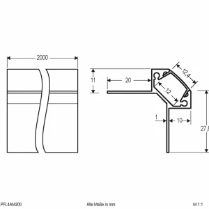 EVN APFL4 profilé alu angle extérieur 200cmx3,8cm^ Lampes Décoratives