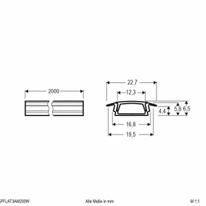 EVN APFLAT3 profilé alu, 200cm profilé en T, blanc^ Lampes Décoratives