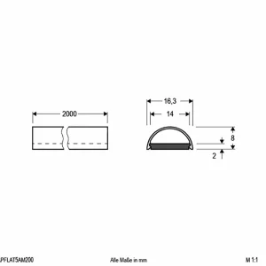 EVN APFLAT5 profilé alu, 200cm profilé, semi-rond^ Lampes Décoratives