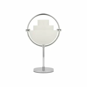 GUBI Lampe à poser rechargeable Multi-Lite, hauteur 30 cm, chrome/blanc^ Lampes Décoratives