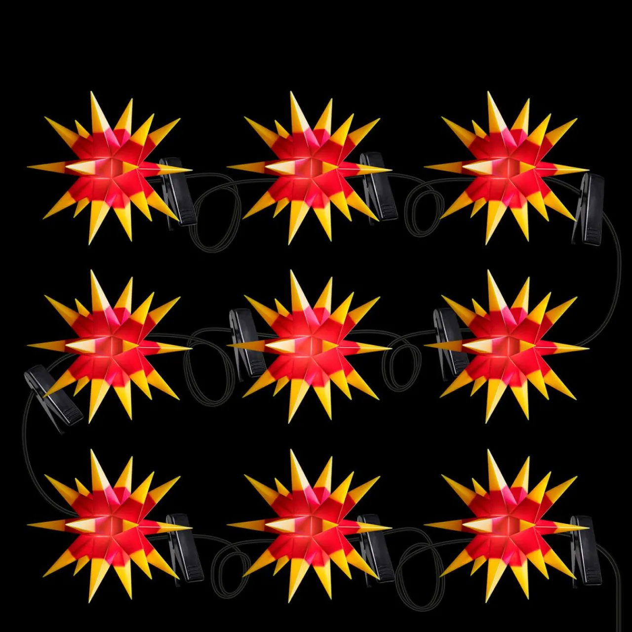 guirlande_led_bicolore_avec__toiles_jaunerouge_1.webp STERNTALER Guirlande LED bicolore avec 9 étoiles jaune-rouge^ Lumière De Noël