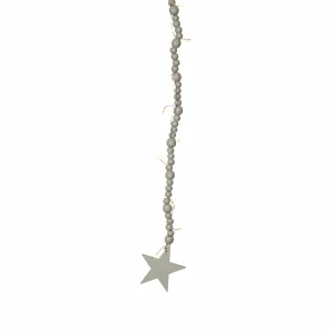 STAR TRADING Guirlande lumineuse LED Beady, greige, perles en bois, 150 cm, pile^ Lumière De Noël