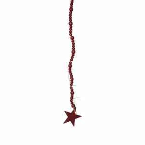 STAR TRADING Guirlande lumineuse LED Beady, rouge, perles en bois, 150 cm, pile^ Lumière De Noël