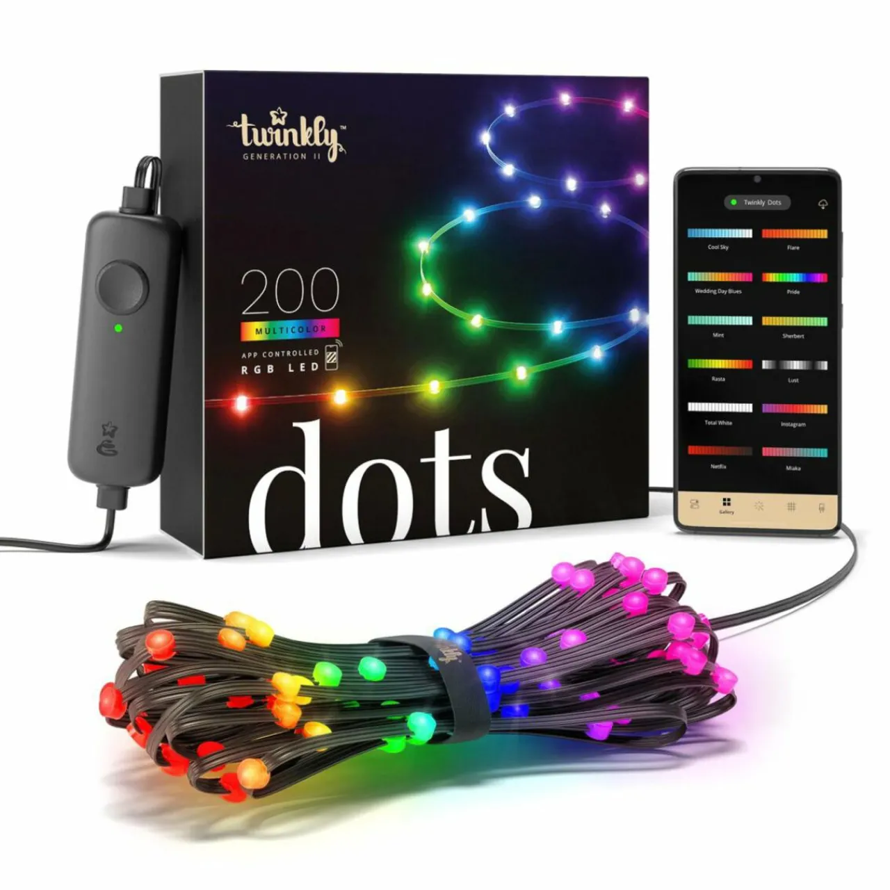 guirlande_lumineuse_led_twinkly_dots_rvb_noir_ip_m_3-1.webp twinkly Guirlande lumineuse LED Dots RVB, noir, IP44, 10m^ Lumière De Noël