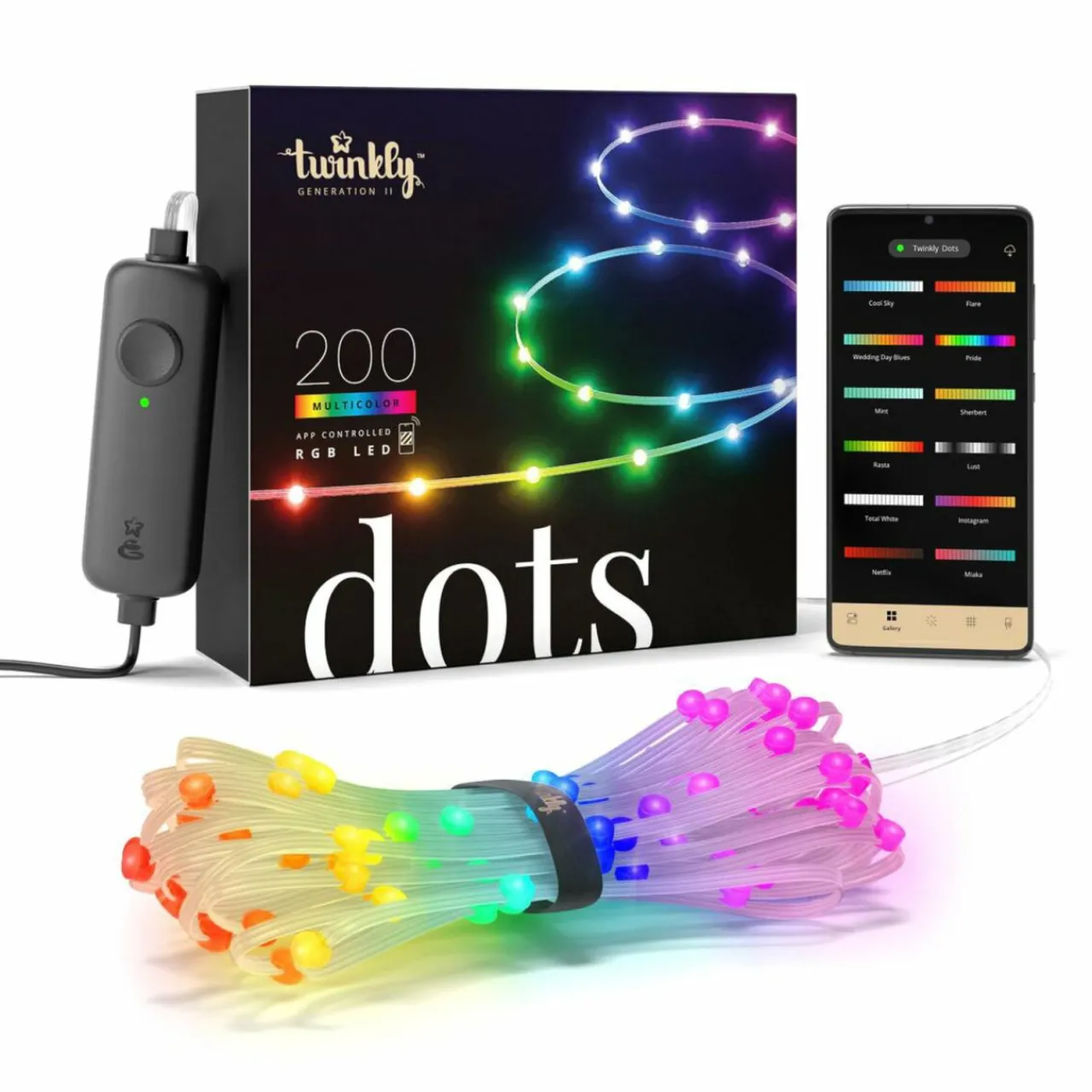 guirlande_lumineuse_led_twinkly_dots_rvb_transparent_ip_m_3.webp twinkly Guirlande lumineuse LED Dots RVB, transparent, IP44, 10m^ Lumière De Noël