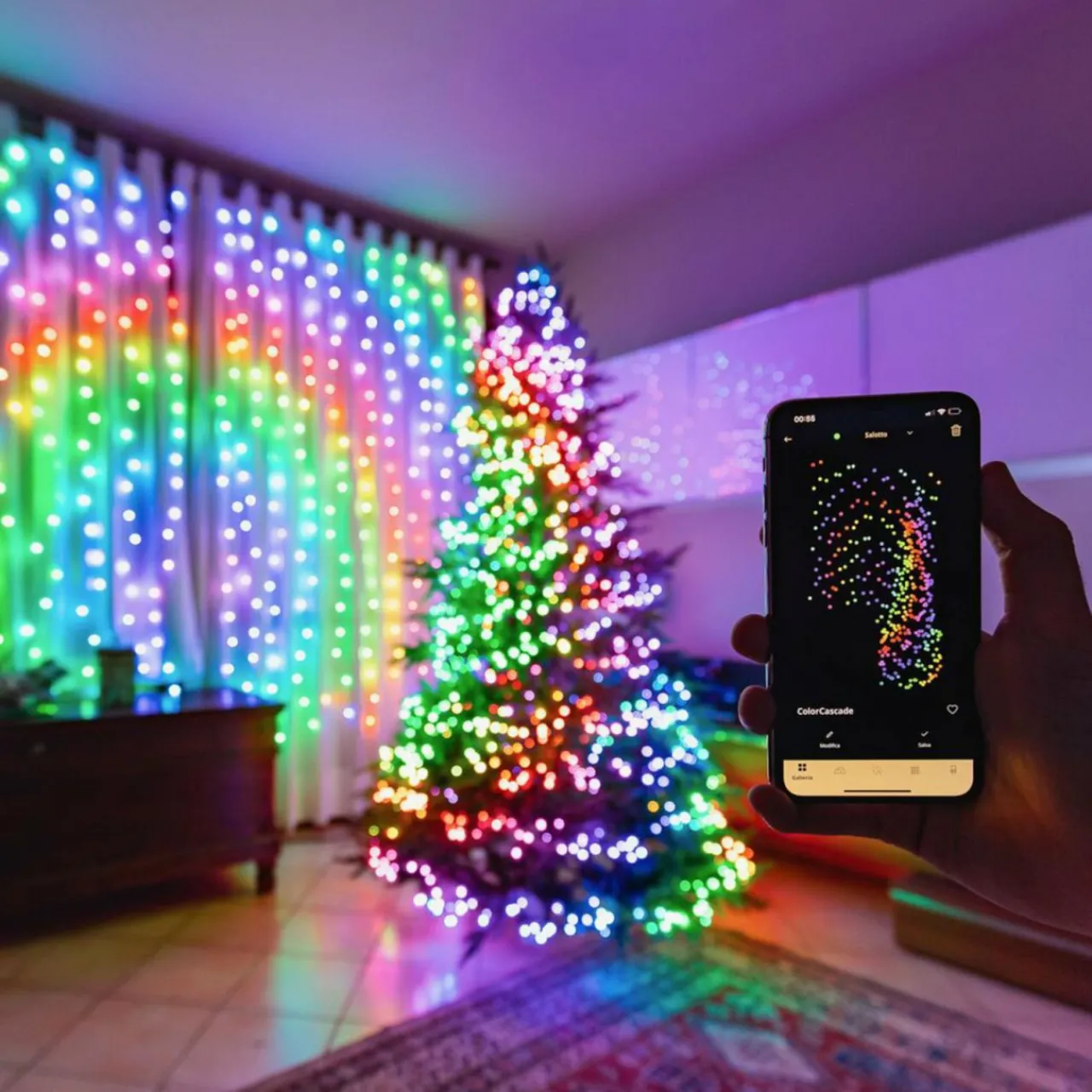 guirlande_lumineuse_twinkly_rvb_noir__flammes_m_2.webp twinkly Guirlande lumineuse RVB, noir, 400 flammes 32m^ Lumière De Noël