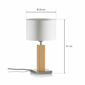 HerzBlut Dana lampe à poser avec pied bois chêne^ Luminaires Durables