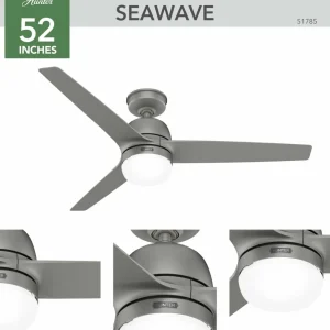 Hunter SeaWave ventilateur lampe IP44 argenté^ Ventilateurs