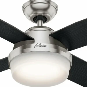 Hunter Ventilateur avec lumière Dante, noir/brun, silencieux, E27^ Ventilateurs