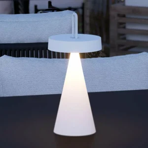 JUST LIGHT. Lampe à poser LED rechargeable Alwa, blanc, fer, IP44^ Lampes Décoratives