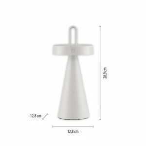 JUST LIGHT. Lampe à poser LED rechargeable Alwa, blanc, fer, IP44^ Lampes Décoratives