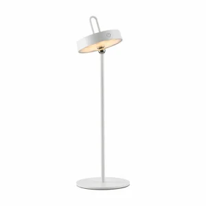 JUST LIGHT. Lampe à poser LED rechargeable Amag, blanc, fer, IP44^ Lampes Décoratives