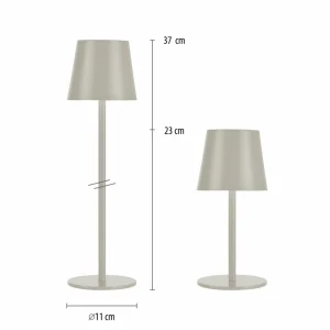 JUST LIGHT. Lampe à poser rechargeable LED Euria, fer gris-beige IP54^ Lampes Décoratives