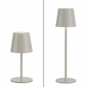 JUST LIGHT. Lampe à poser rechargeable LED Euria, fer gris-beige IP54^ Lampes Décoratives