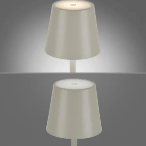 JUST LIGHT. Lampe à poser rechargeable LED Euria, fer gris-beige IP54^ Lampes Décoratives