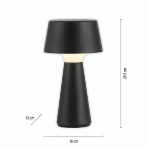 JUST LIGHT. Lampe de table LED rechargeable Abera noir Plastique IP54^ Lampes Décoratives