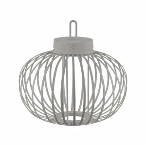 JUST LIGHT. Lampe de table LED rechargeable Akuba gris-beige 33cm bambou^ Lampes Décoratives