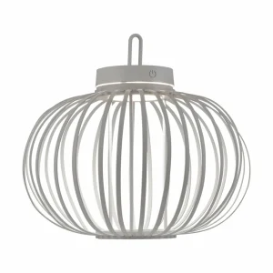 JUST LIGHT. Lampe de table LED rechargeable Akuba gris-beige 33cm bambou^ Lampes Décoratives