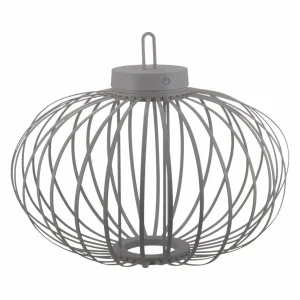 JUST LIGHT. Lampe de table LED rechargeable Akuba gris-beige 37cm bambou^ Lampes Décoratives