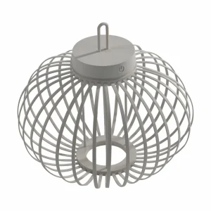 JUST LIGHT. Lampe de table LED rechargeable Akuba gris-beige 33cm bambou^ Lampes Décoratives
