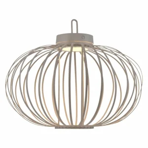 JUST LIGHT. Lampe de table LED rechargeable Akuba gris-beige 37cm bambou^ Lampes Décoratives