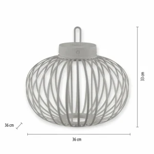 JUST LIGHT. Lampe de table LED rechargeable Akuba gris-beige 33cm bambou^ Lampes Décoratives