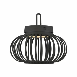 JUST LIGHT. Lampe de table LED rechargeable Akuba noir 22 cm Bambou^ Lampes Décoratives