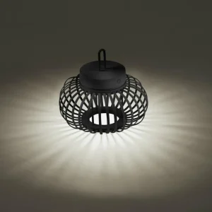 JUST LIGHT. Lampe de table LED rechargeable Akuba noir 22 cm Bambou^ Lampes Décoratives