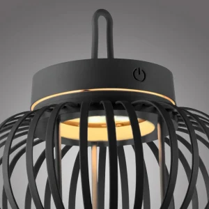 JUST LIGHT. Lampe de table LED rechargeable Akuba noir 22 cm Bambou^ Lampes Décoratives