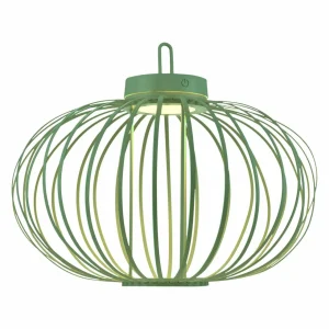 JUST LIGHT. Lampe de table LED rechargeable Akuba, vert, 37 cm, bambou^ Lampes Décoratives