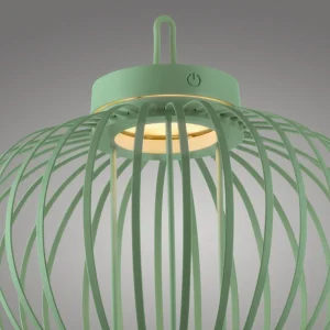 JUST LIGHT. Lampe de table LED rechargeable Akuba, vert, 33 cm, bambou^ Lampes Décoratives