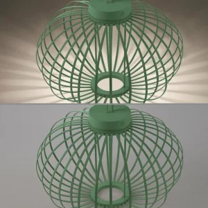 JUST LIGHT. Lampe de table LED rechargeable Akuba, vert, 37 cm, bambou^ Lampes Décoratives