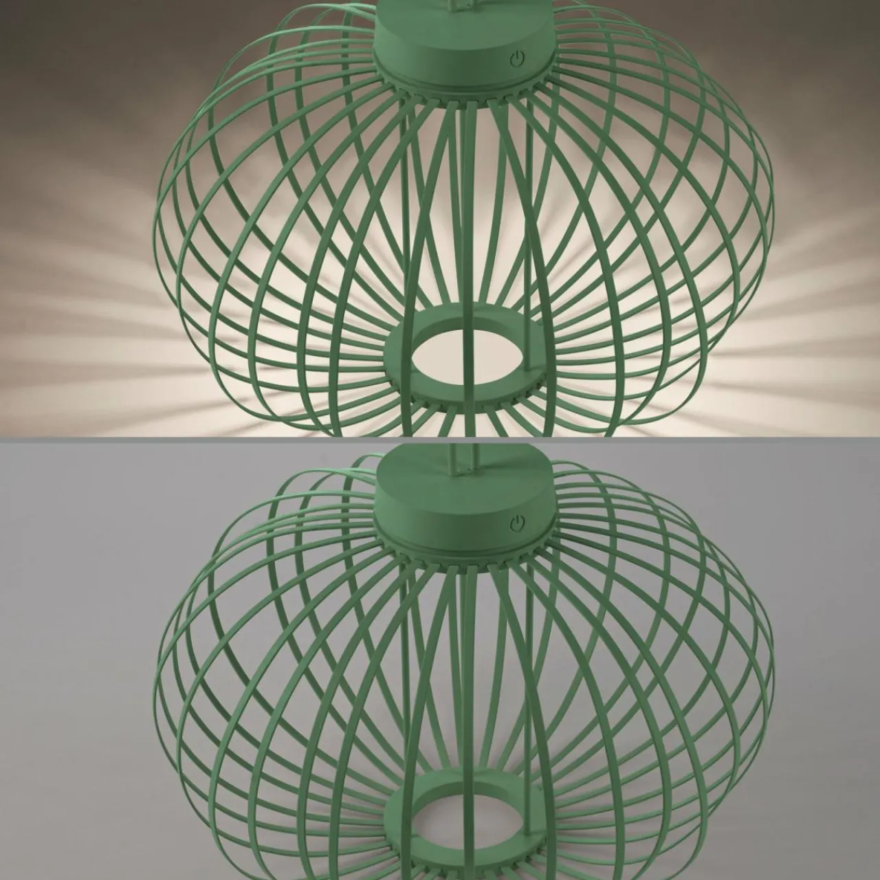 JUST LIGHT. Lampe de table LED rechargeable Akuba, vert, 37 cm, bambou^ Lampes Décoratives