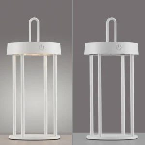 JUST LIGHT. Lampe de table LED rechargeable Anselm, blanc, 28 cm, fer^ Lampes Décoratives