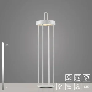 JUST LIGHT. Lampe de table LED rechargeable Anselm, blanc, 50 cm, fer^ Lampes Décoratives