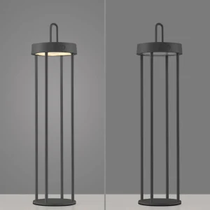 JUST LIGHT. Lampe de table LED rechargeable Anselm noir 50 cm Fer^ Lampes Décoratives