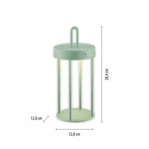 JUST LIGHT. Lampe de table LED rechargeable Anselm, vert, 28 cm, fer^ Lampes Décoratives