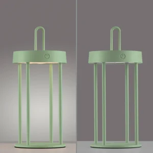 JUST LIGHT. Lampe de table LED rechargeable Anselm, vert, 28 cm, fer^ Lampes Décoratives