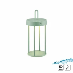 JUST LIGHT. Lampe de table LED rechargeable Anselm, vert, 28 cm, fer^ Lampes Décoratives