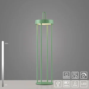 JUST LIGHT. Lampe de table LED rechargeable Anselm, vert, 50 cm, fer^ Lampes Décoratives