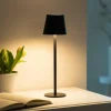 JUST LIGHT. Lampe de table LED rechargeable Euria, noir, fer IP54^ Lampes Décoratives